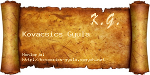 Kovacsics Gyula névjegykártya